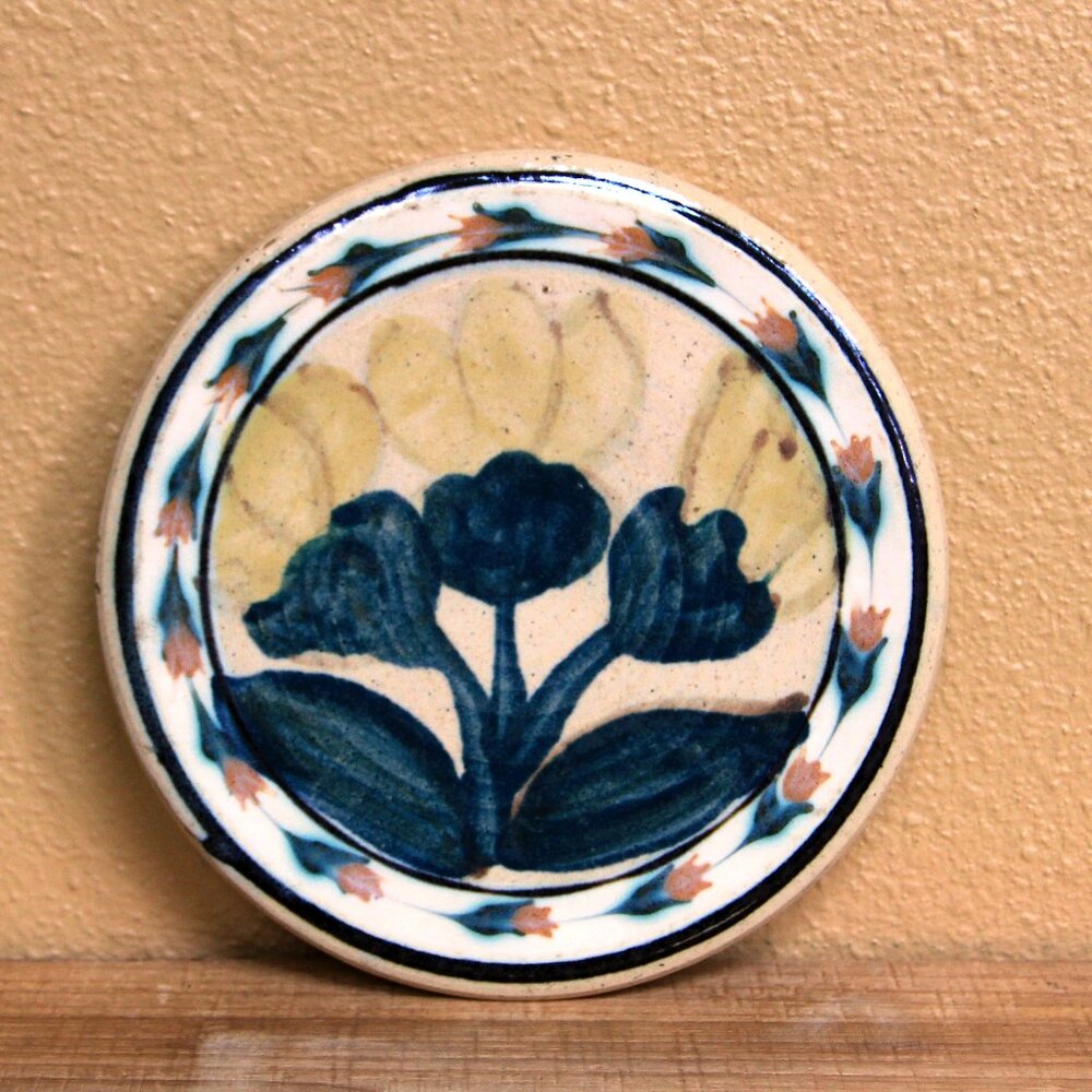 Vintage Floral Pottery Trivet